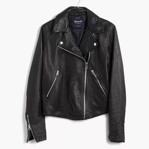 Madewell Washed Black leather motorcycle jacket XS